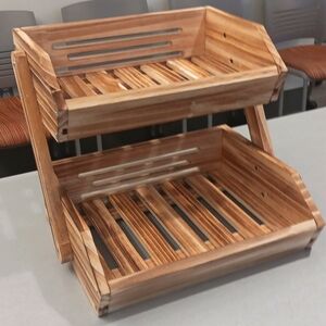 2 tier large wooden display tray